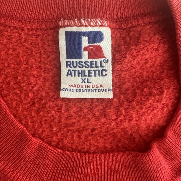 Vintage 90s Utah University Sweatshirt Russell Athletic XL Red Made USA Crewneck - Picture 2 of 13